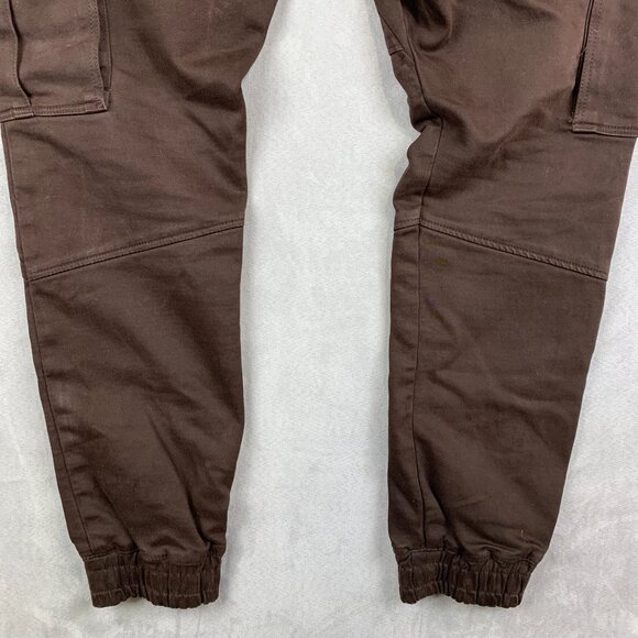 Zara Mens Pants Large Brown Cargo Soft Denim Jogging Fit Tapered Outdoor 30" - Picture 15 of 16